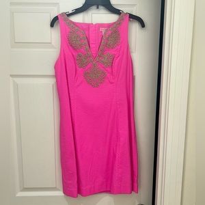 Lily Pulitzer size 6 bright pink with gold detail dress